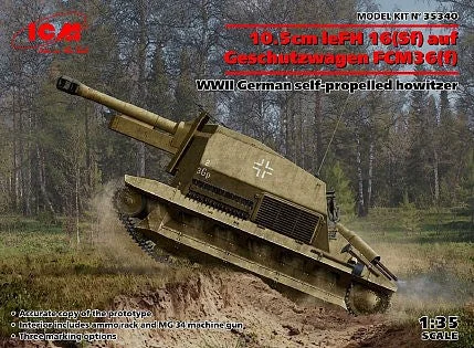 German FCM 36(f) with 10.5cm LeFH16 (sf) SPH (1/3 Scale) Plastic Military Model Kit