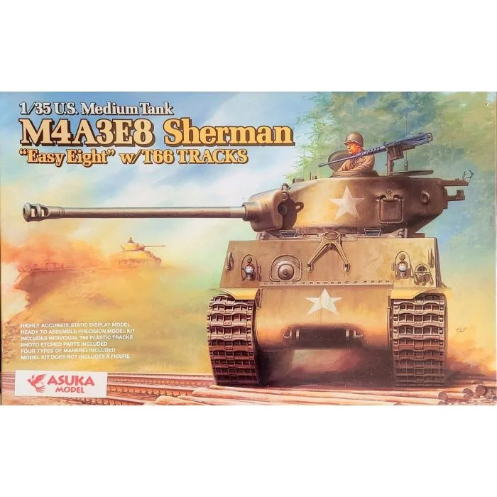 U.S. Medium Tank M4A3E8 Sherman "Easy Eight" w/T66 Tracks (1/35 Scale) Plastic Armor Model Kit