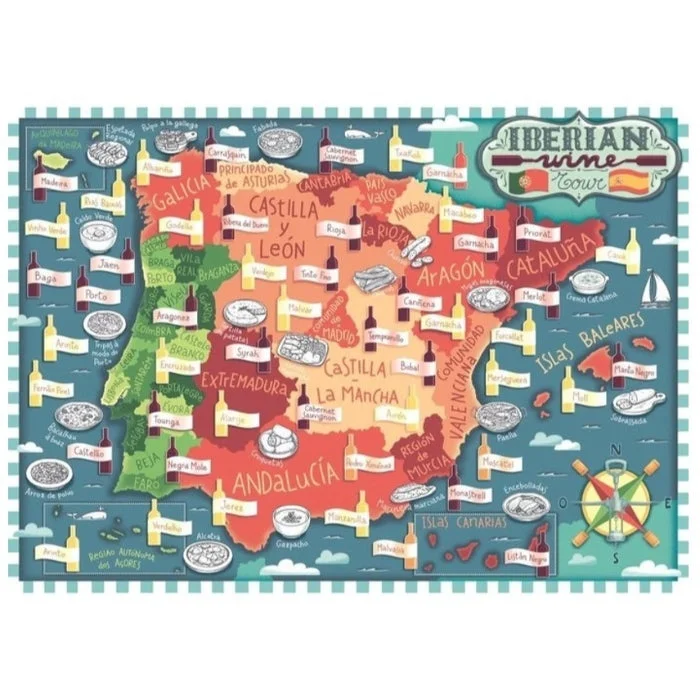 1000pc Map of Iberia - Wines Puzzle