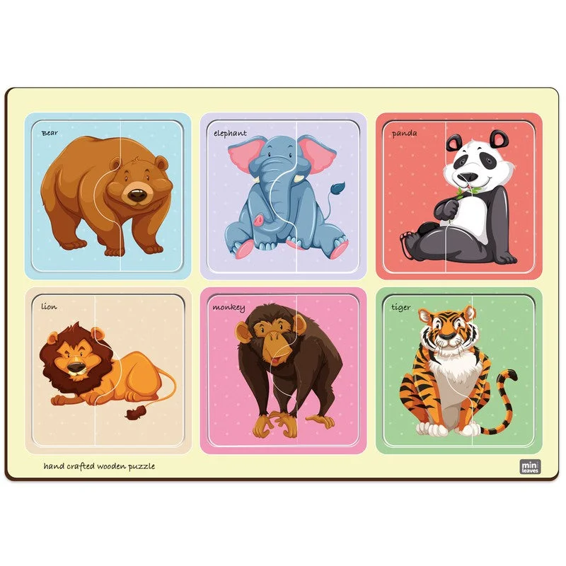 2 Piece Of Safari Friends Puzzle (Set of 6)