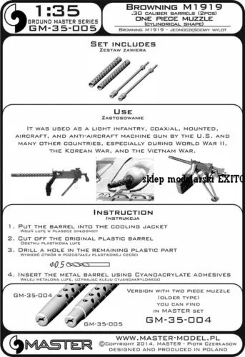 Browning M1919 .30 Cal Barrels (1/35th Scale) Plastic Military Model Kit