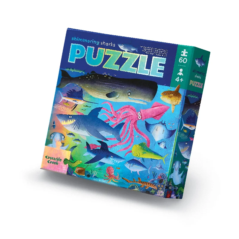 Shimmering Sharks Holographic Foil Puzzle: 60 Pcs