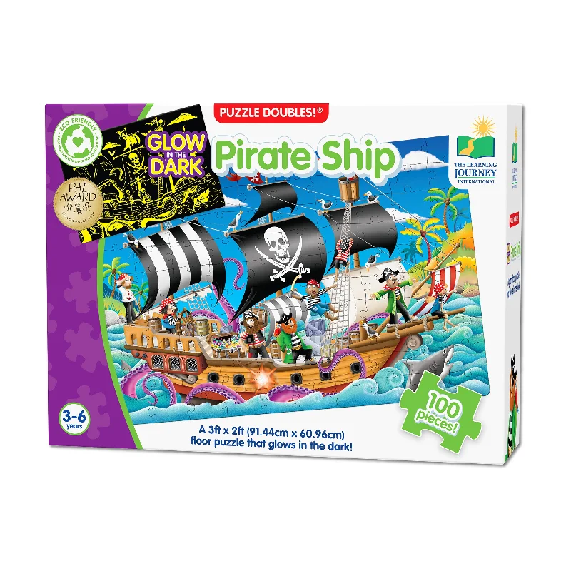 Puzzle Doubles! - Glow in the Dark Pirate Ship: 100 Pcs