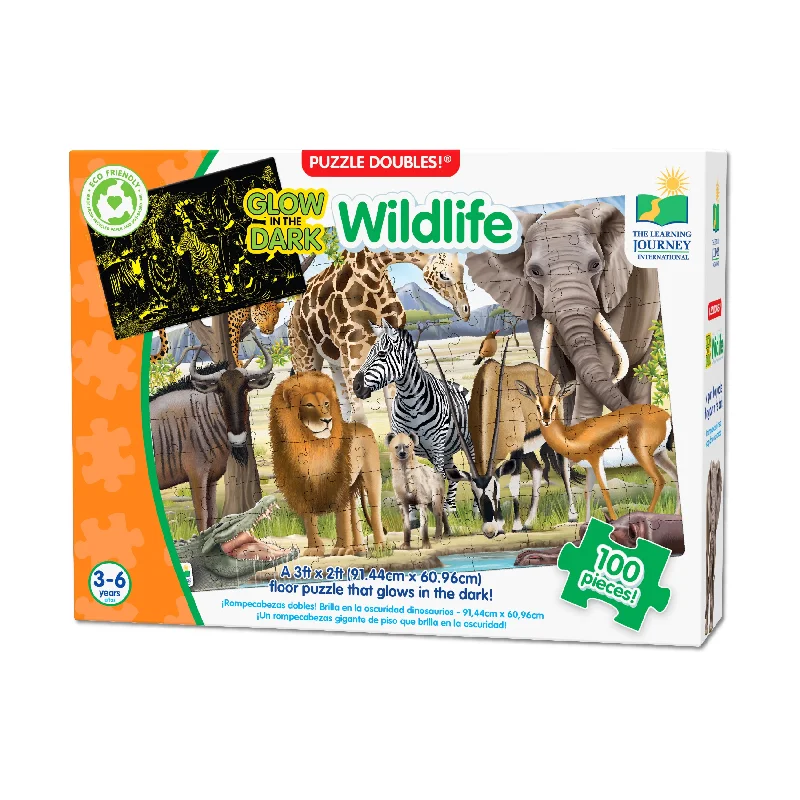 Puzzle Doubles! - Glow in the Dark Wildlife: 100 Pcs