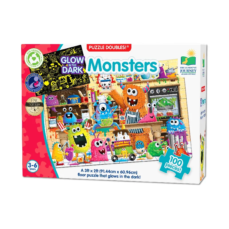 Puzzle Doubles! - Glow in the Dark Monsters: 100 Pcs