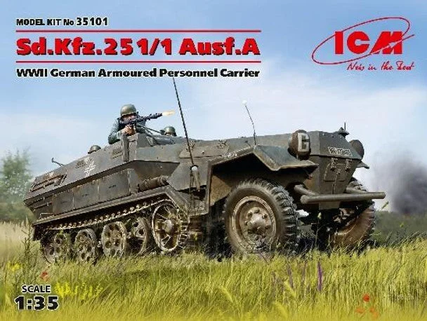 Sd.Kfz.251/1 Ausf.A, WWII German Armoured Personnel Carrier (1/35 Scale) Plastic Military Model Kit