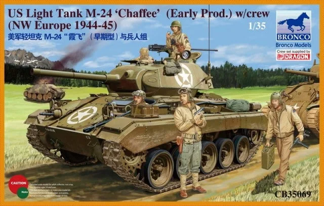 US Light Tank M-24 Chaffee [WWII Prod] with Crew (1/35 Scale) Plastic Military Model Kit