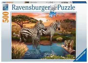 Zebras at the Waterhole 500 Piece Puzzle